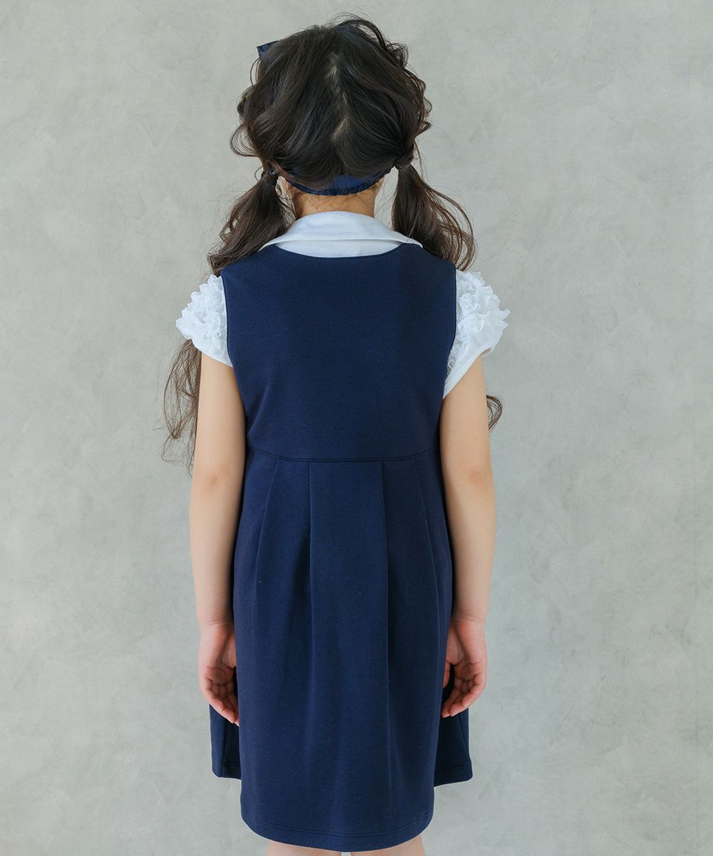 Double knit gather dress Navy model image 2