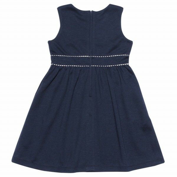 Double knit note embroidery dress Navy back