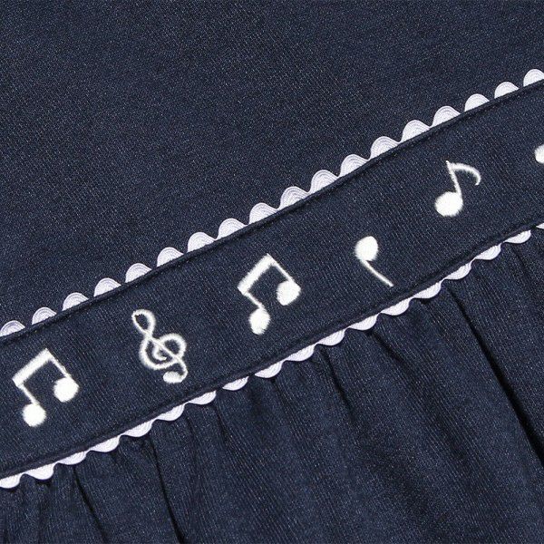 Double knit note embroidery dress Navy Design point 1