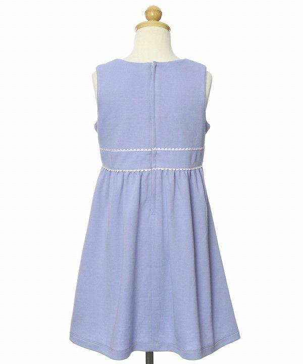 Double knit note embroidery dress Blue torso