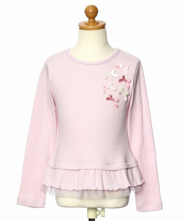 T -shirt with ribbon & tulle frill Pink torso