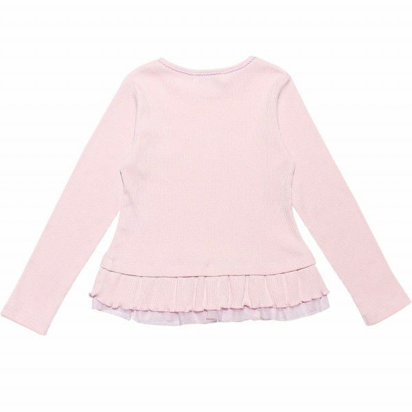 T -shirt with ribbon & tulle frill Pink back