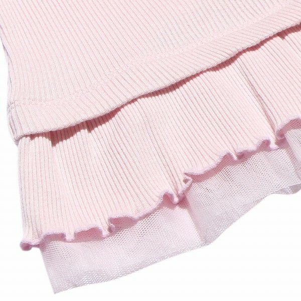 T -shirt with ribbon & tulle frill Pink Design point 2