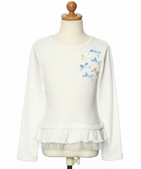 T -shirt with ribbon & tulle frill Off White torso