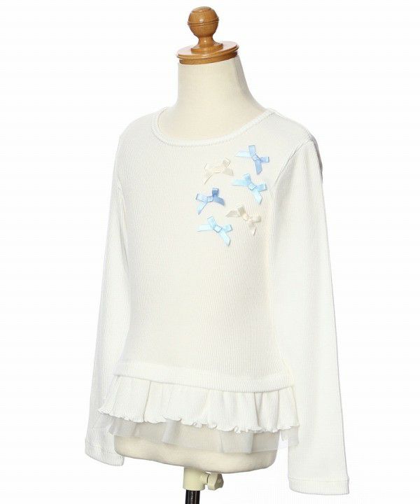 T -shirt with ribbon & tulle frill Off White torso