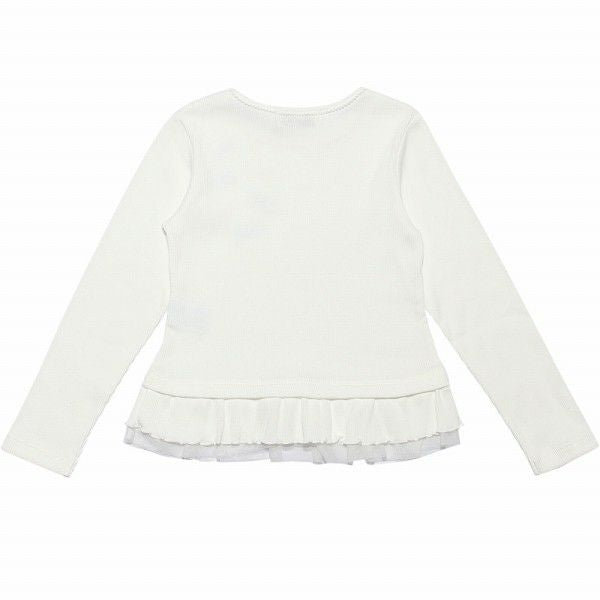 T -shirt with ribbon & tulle frill Off White back