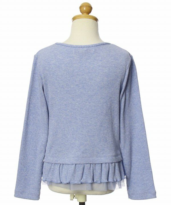 T -shirt with ribbon & tulle frill Blue torso