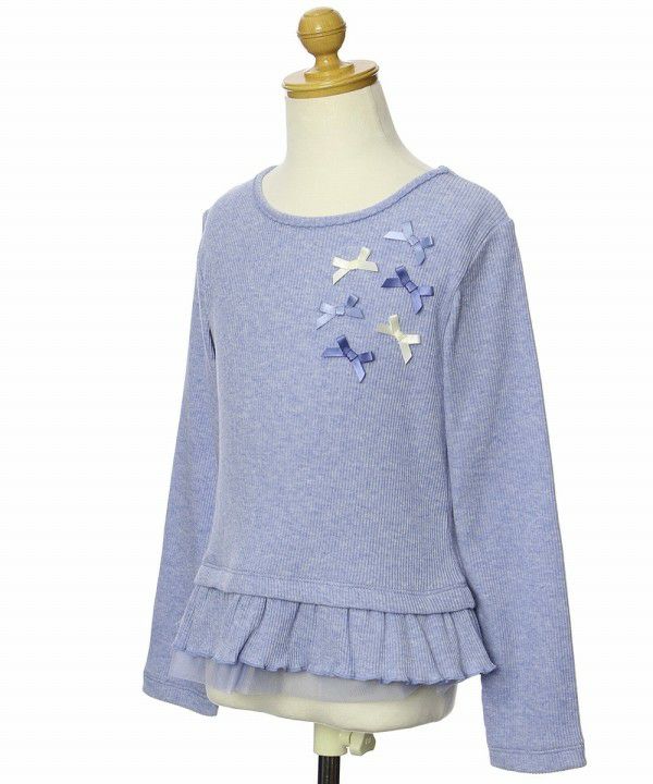 T -shirt with ribbon & tulle frill Blue torso