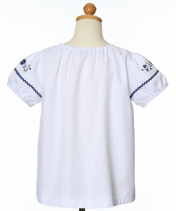 Flower embroidery line A -line blouse Off White torso