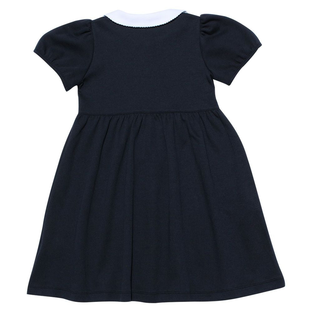 Double knit round collar dress Navy back
