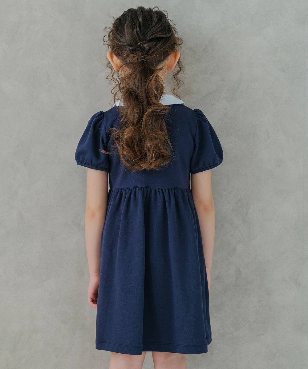Double knit round collar dress Navy model image 4