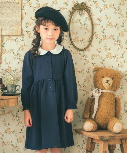 Double knit round collar dress  model image up