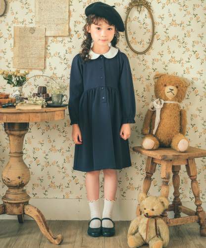 Double knit round collar dress  model image 2