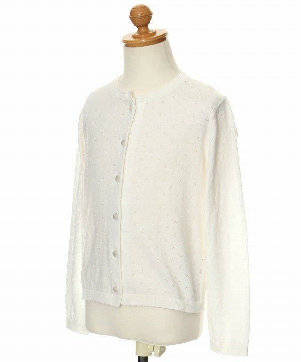 Children's clothing girl 100 % cotton button open cardigan off -white (11) torso