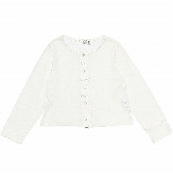 Children's clothing girl Opal processing floral pattern cardigan off white (11) front