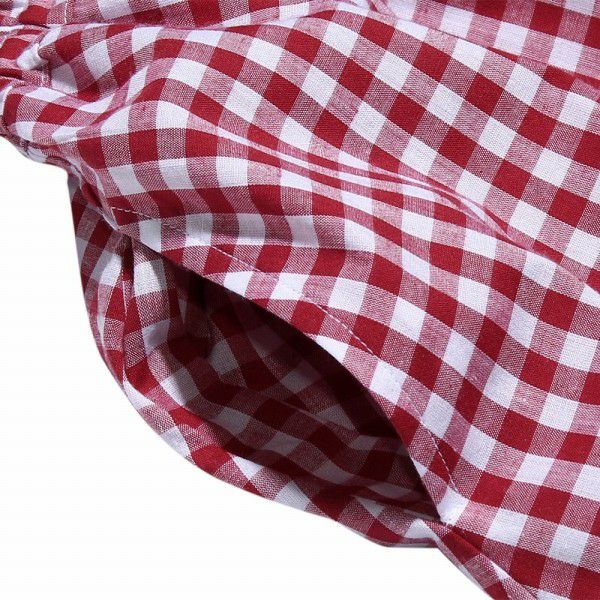 Gingham plaid x note print skirt Red Design point 2