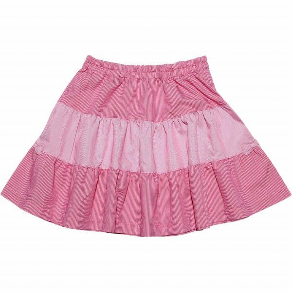 Skirt with striped pattern ribbon Pink front