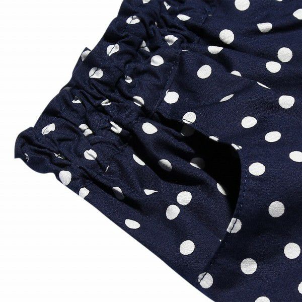 Japanese cotton 100 % dot pattern culotto pants Navy Design point 1