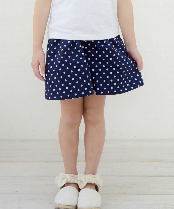 Japanese cotton 100 % dot pattern culotto pants Navy model image up