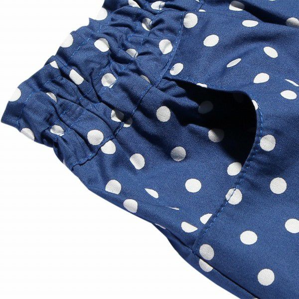 Japanese cotton 100 % dot pattern culotto pants Blue Design point 1