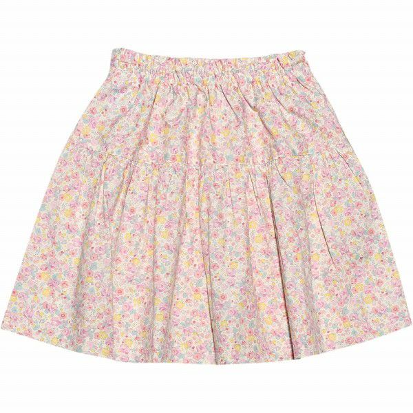 100 % Japanese cotton skirt with floral ribbon Pink back