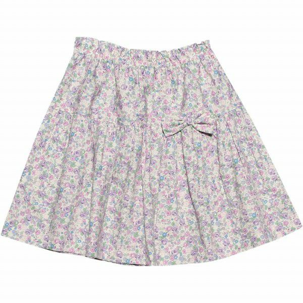 100 % Japanese cotton skirt with floral ribbon Purple front
