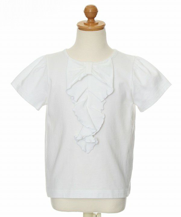 100 % cotton ribbon style frill design T -shirt Off White torso