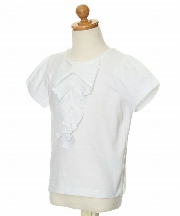 100 % cotton ribbon style frill design T -shirt Off White torso