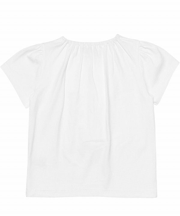 100 % cotton ribbon style frill design T -shirt Off White back