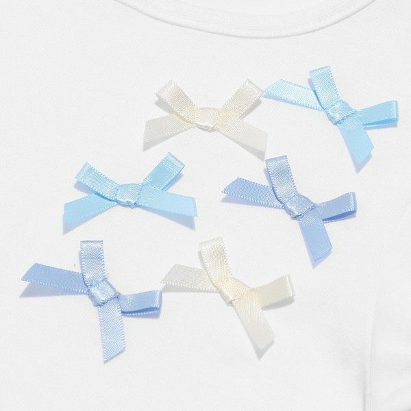 Children's clothing girl ribbon tulip sleeve T -shirt off -white (11) Design point 1