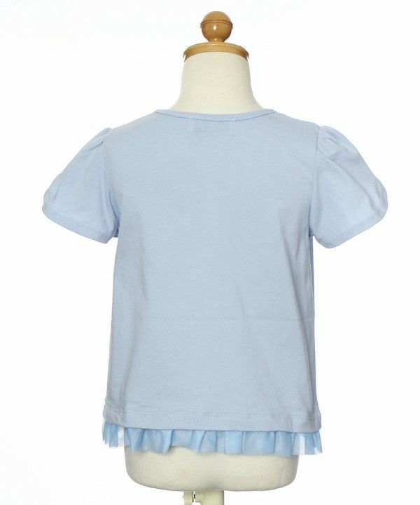 Children's clothing girl ribbon tulip sleeve T -shirt blue (61) Torso