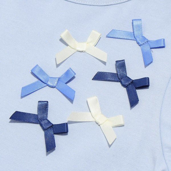 Children's clothing girl ribbon tulip sleeve T -shirt blue (61) Design point 1