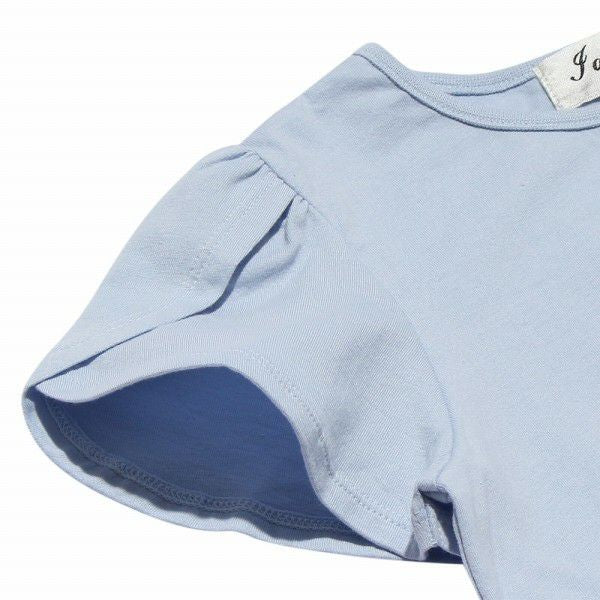 Children's clothing girl ribbon tulip sleeve T -shirt blue (61) Design point 2