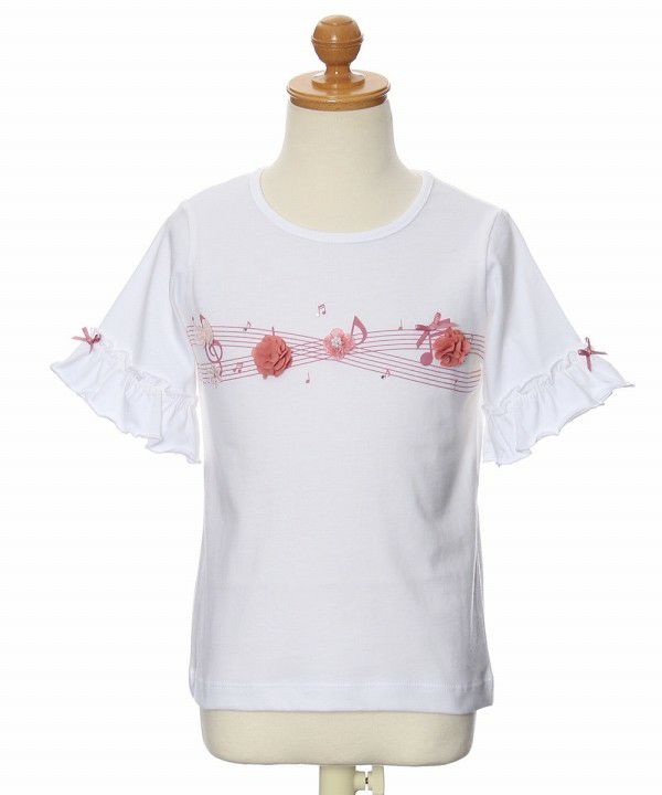 100 % cotton note print flower motif T -shirt Off White torso
