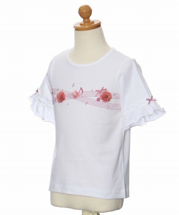 100 % cotton note print flower motif T -shirt Off White torso