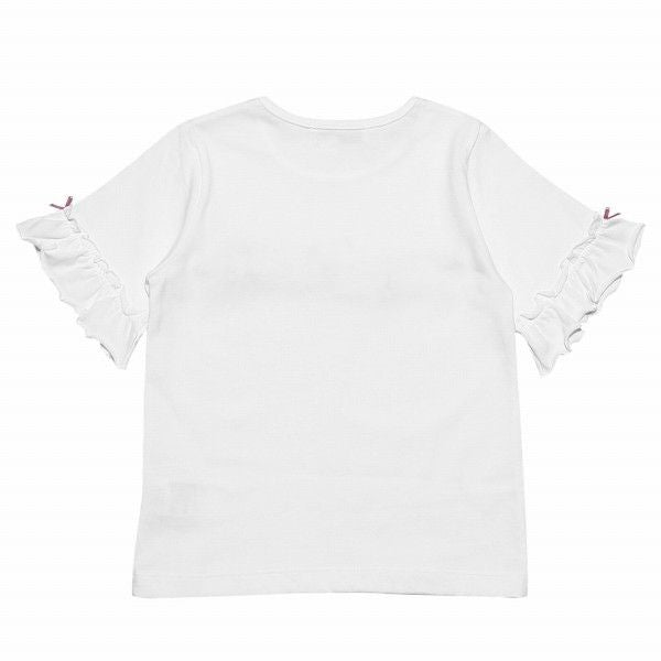 100 % cotton note print flower motif T -shirt Off White back