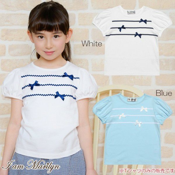 100 % cotton ribbon and lace line T -shirt  MainImage