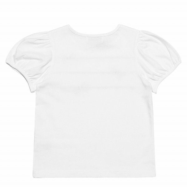 100 % cotton ribbon and lace line T -shirt Off White back