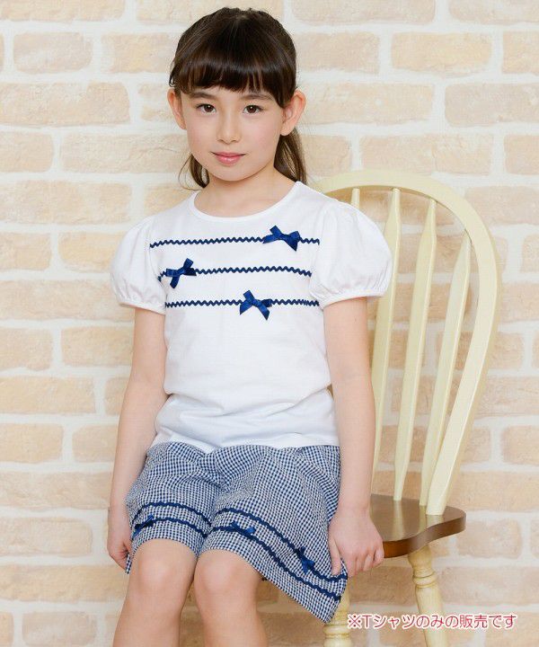 100 % cotton ribbon and lace line T -shirt Off White model image 1