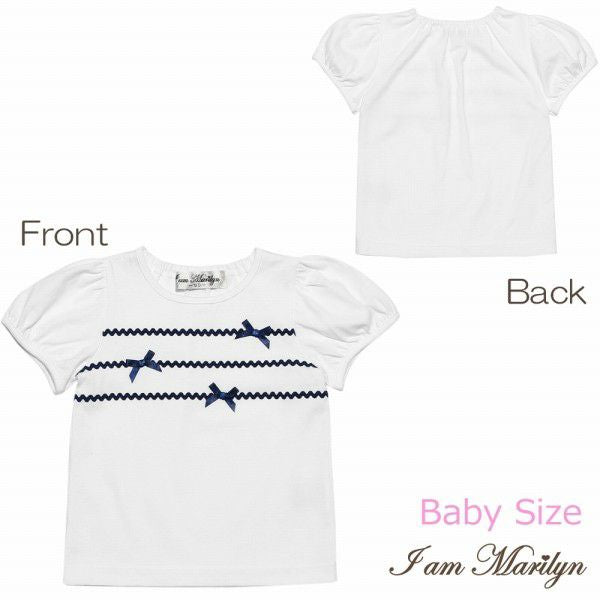 Baby clothes girl baby size 100 % cotton ribbon & lace line T -shirt