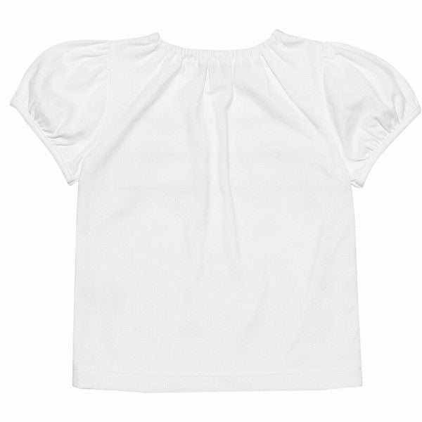Baby clothes girl baby size 100 % cotton ribbon & lace line T -shirt off -white (11) back