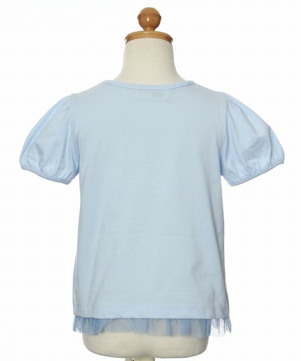 Children's clothing girl ribbon applique & motif T -shirt blue (61) torso