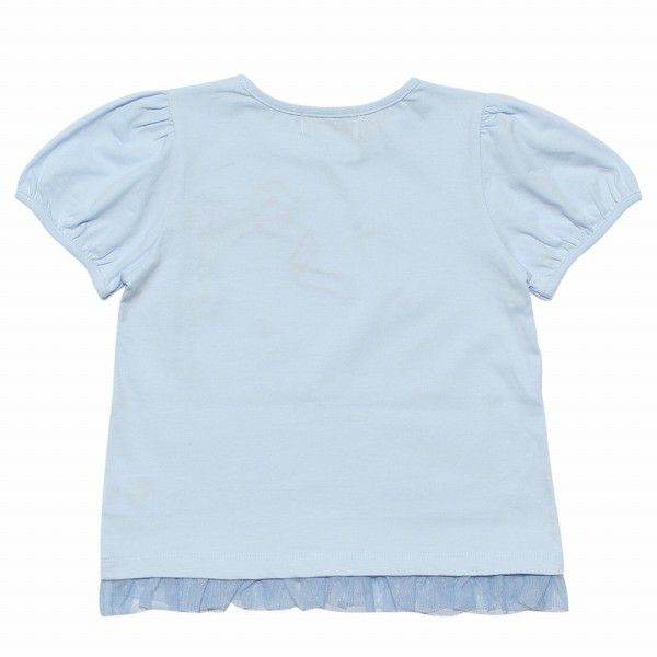 Children's clothing girl ribbon applique & motif T -shirt blue (61) back