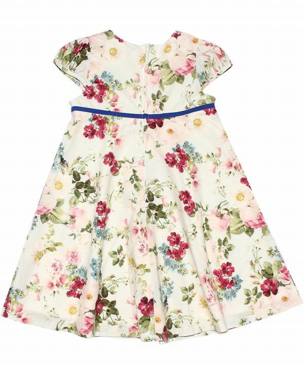 Children's clothing girl 100 % cotton made by floral pattern One -piece off -white (11) back
