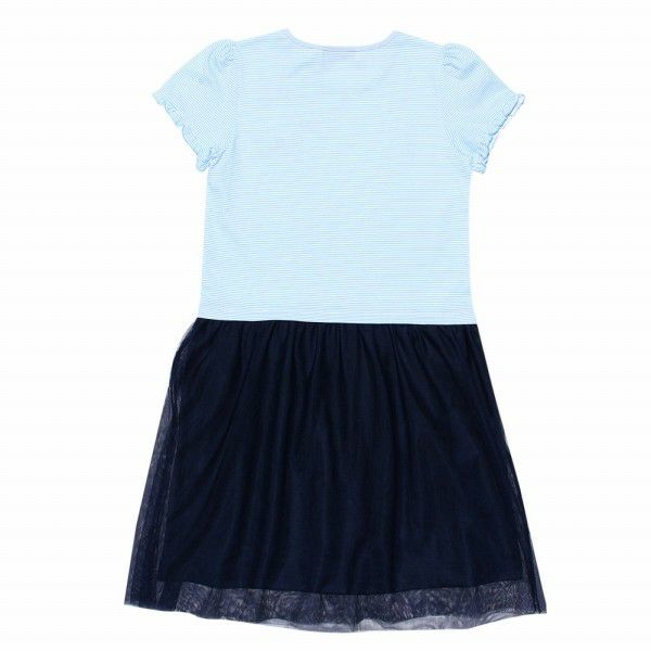Junior size striped pattern top with tulle docking dress Blue back