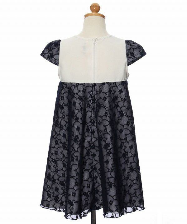 Made in Japan Flower Pattern Lace Switching Material Dress White/Black torso