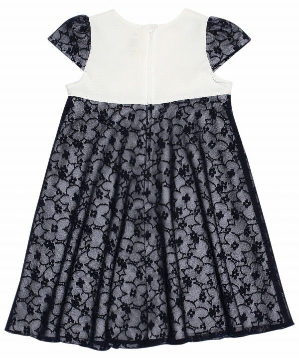 Made in Japan Flower Pattern Lace Switching Material Dress White/Black back