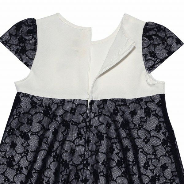 Made in Japan Flower Pattern Lace Switching Material Dress White/Black Design point 2
