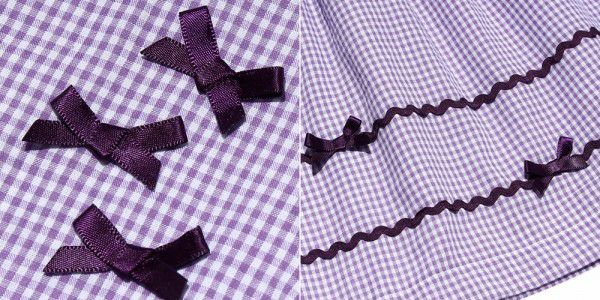 Seersucker gingham dress with ribbons Purple Design point 1