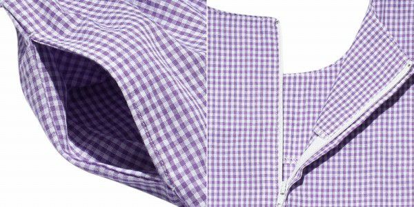 Seersucker gingham dress with ribbons Purple Design point 2